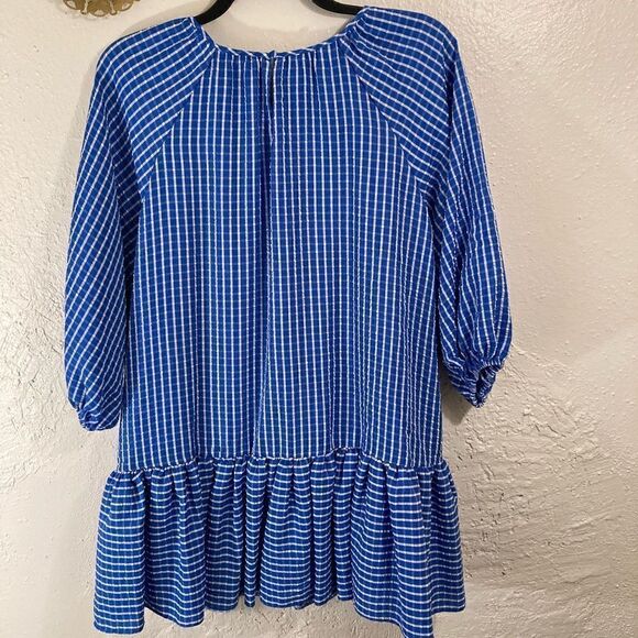 NWT LDT Blue and White Checkered Shift Dress - Picture 4 of 11